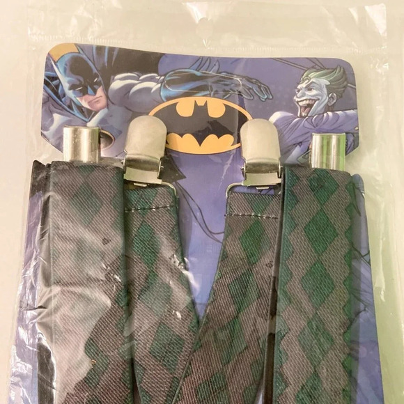 DC Comics Batman Joker Diamonds Grey and Green Buckle Down Suspenders - Picture 13 of 15